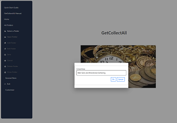 The selected folder pop up